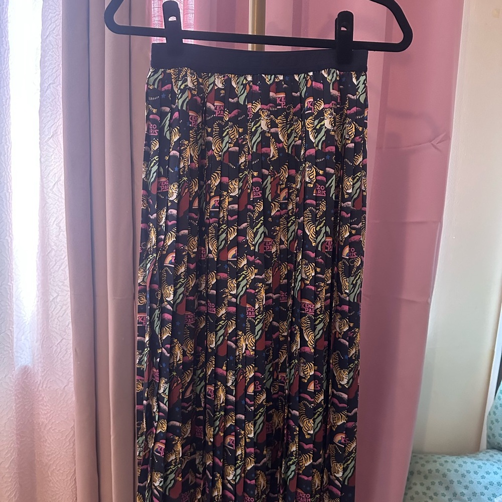 Kenzo A-Line Skirt - Black and Purple Zebra Print